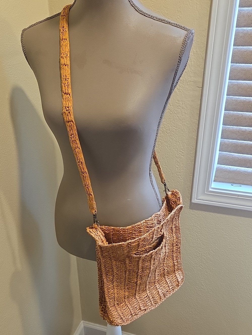 Free People Raffia Crossbody Shoulder Bag - Tan